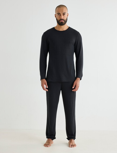 Mazzoni Viscose Rayon from Bamboo Long Sleeve Sleep Top, Black product photo View 03 L