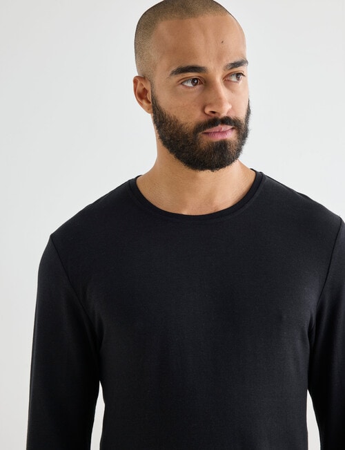 Mazzoni Viscose Rayon from Bamboo Long Sleeve Sleep Top, Black product photo View 04 L