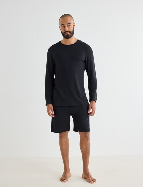 Mazzoni Viscose Rayon from Bamboo Long Sleeve Sleep Top, Black product photo View 05 L