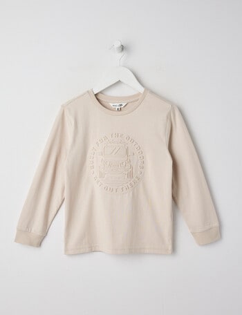Mac & Ellie Deboss Jeep Long Sleeve Cuffed Tee, Stone product photo