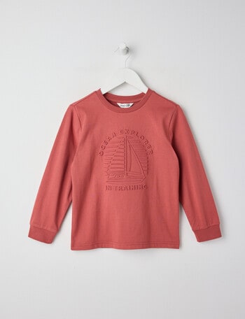 Mac & Ellie Deboss Sail Long Sleeve Cuffed Tee, Brick product photo