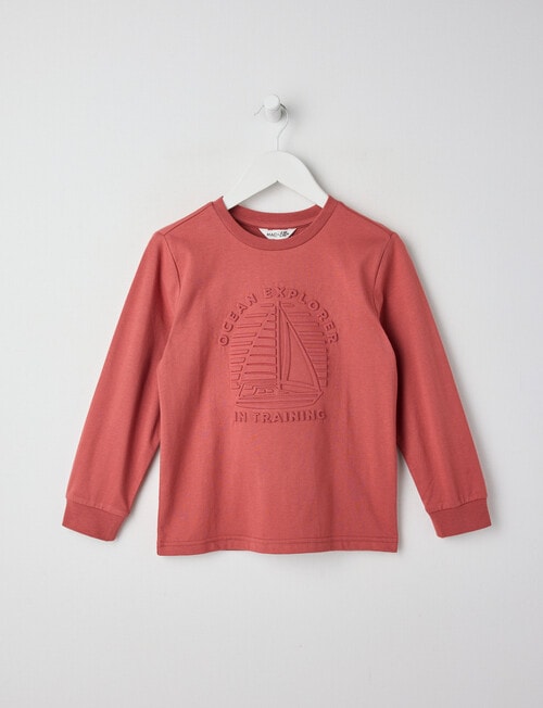 Mac & Ellie Deboss Sail Long Sleeve Cuffed Tee, Brick product photo