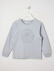 Mac & Ellie Deboss Dino Long Sleeve Cuffed Tee, Grey Marle product photo