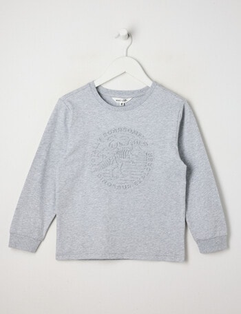 Mac & Ellie Deboss Dino Long Sleeve Cuffed Tee, Grey Marle product photo