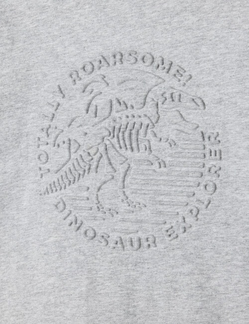 Mac & Ellie Deboss Dino Long Sleeve Cuffed Tee, Grey Marle product photo View 02 L