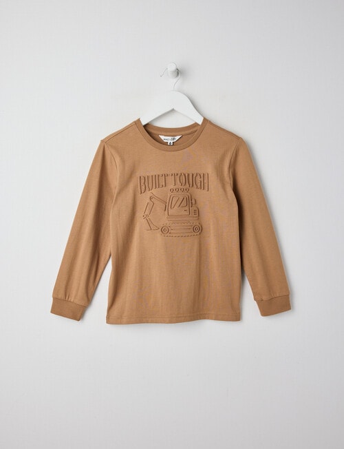 Mac & Ellie Deboss Digger Long Sleeve Cuffed Tee, Tan product photo