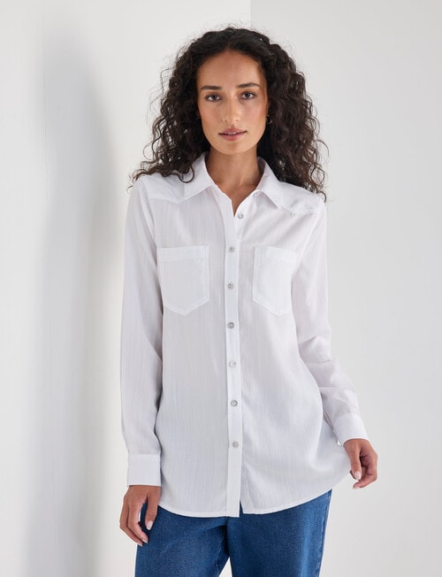 Denim Republic Lyocell Shirt, White product photo View 04 L