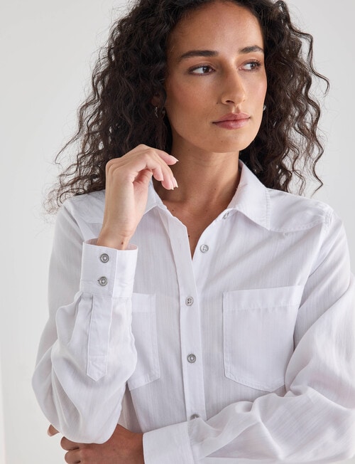 Denim Republic Lyocell Shirt, White product photo View 07 L