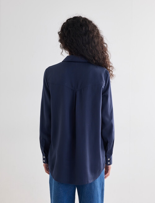 Denim Republic Lyocell Shirt, Insignia Blue product photo View 02 L