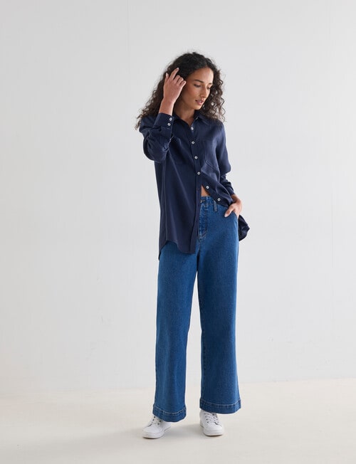 Denim Republic Lyocell Shirt, Insignia Blue product photo View 03 L