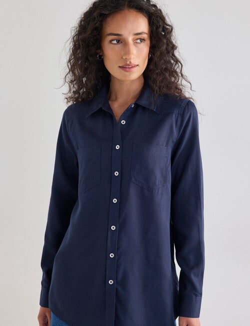 Denim Republic Lyocell Shirt, Insignia Blue product photo View 04 L