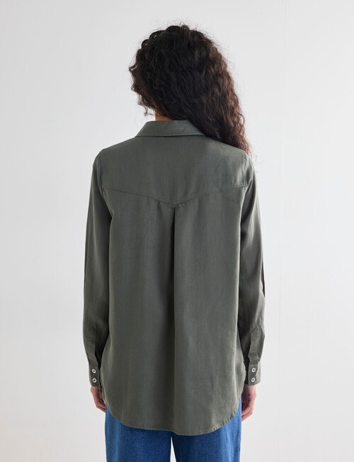 Denim Republic Lyocell Shirt, Dusty Olive product photo View 02 L