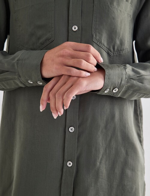 Denim Republic Lyocell Shirt, Dusty Olive product photo View 05 L