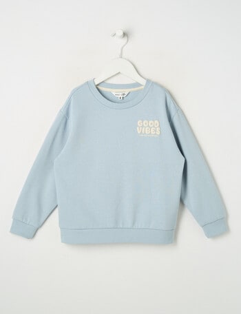 Mac & Ellie Good Vibes Crew Sweatshirt, Cloud product photo