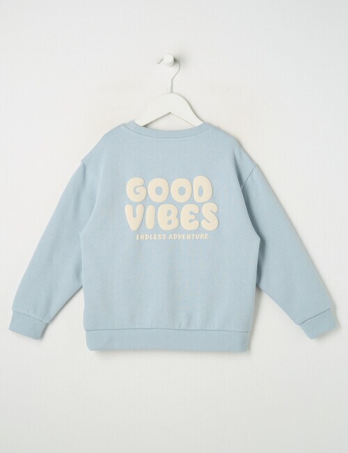 Mac & Ellie Good Vibes Crew Sweatshirt, Cloud - Hoodies, Coats