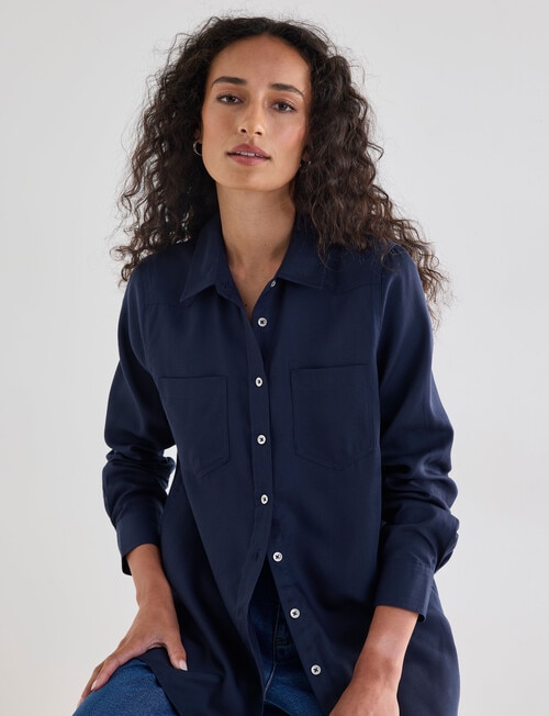 Denim Republic Lyocell Shirt, Insignia Blue product photo