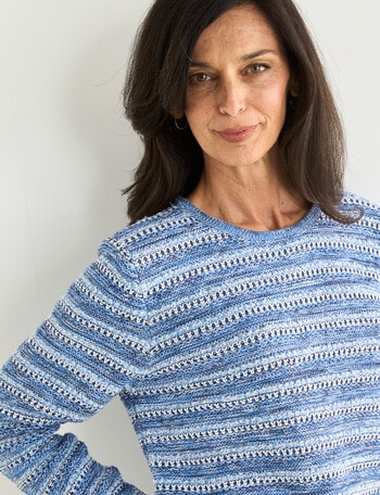 Ella J Stripe Cotton Knit, Blue product photo