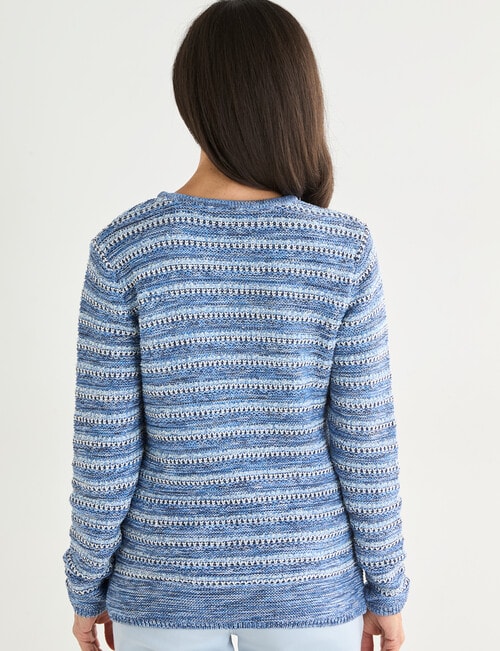 Ella J Stripe Cotton Knit, Blue product photo View 02 L