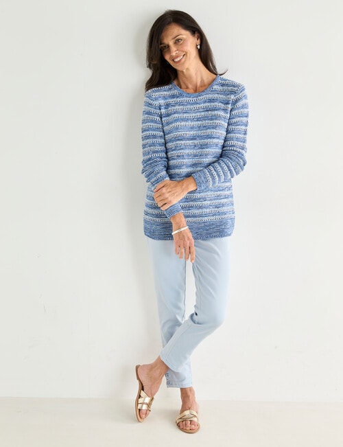 Ella J Stripe Cotton Knit, Blue product photo View 03 L
