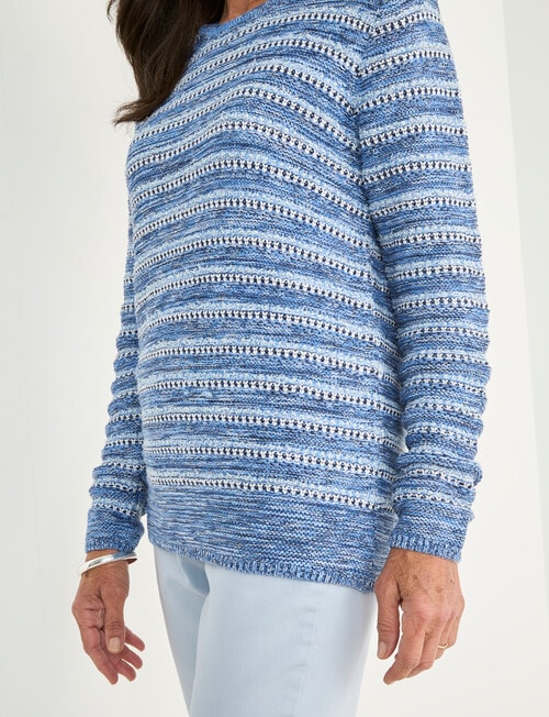 Ella J Stripe Cotton Knit, Blue product photo View 04 L