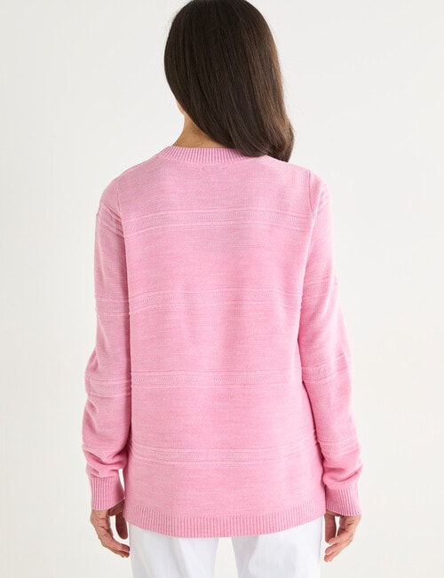 Ella J Textured Straight Hem Crew Neck, Pink product photo View 02 L