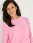 Ella J Textured Straight Hem Crew Neck, Pink product photo View 04 S