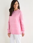 Ella J Textured Straight Hem Crew Neck, Pink product photo View 05 S
