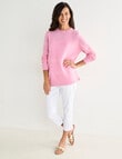 Ella J Textured Straight Hem Crew Neck, Pink product photo View 06 S