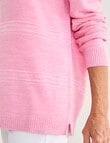 Ella J Textured Straight Hem Crew Neck, Pink product photo View 07 S