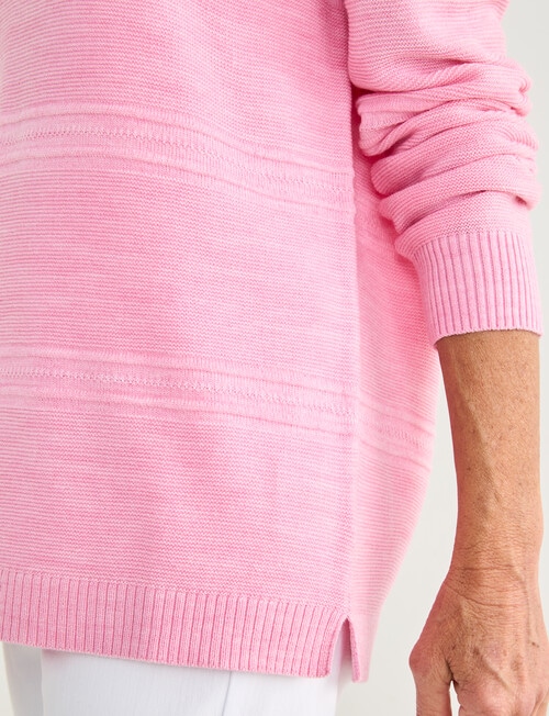 Ella J Textured Straight Hem Crew Neck, Pink product photo View 07 L