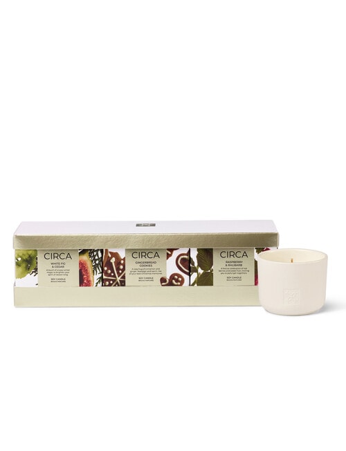 CIRCA Candle Trio, Christmas, 3x70g, White Fig & Cedar, Raspberry & Rhubarb, Gingerbread Cookies product photo