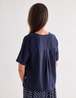 Ella J Textured Shell Top, Navy product photo View 02 S