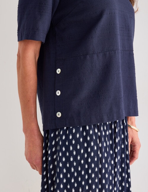 Ella J Textured Shell Top, Navy product photo View 04 L