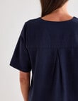 Ella J Textured Shell Top, Navy product photo View 05 S