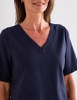 Ella J Textured Shell Top, Navy product photo View 06 S