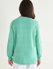 Ella J Textured Crew Neck, Green product photo View 02 S