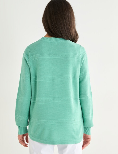 Ella J Textured Crew Neck, Green product photo View 02 L