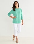 Ella J Textured Crew Neck, Green product photo View 03 S