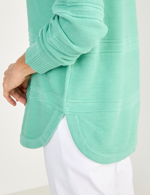 Ella J Textured Crew Neck, Green product photo View 04 L