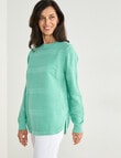 Ella J Textured Crew Neck, Green product photo View 05 S