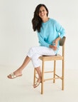 Ella J Textured Straight Hem Crew Neck, Aqua product photo View 03 S