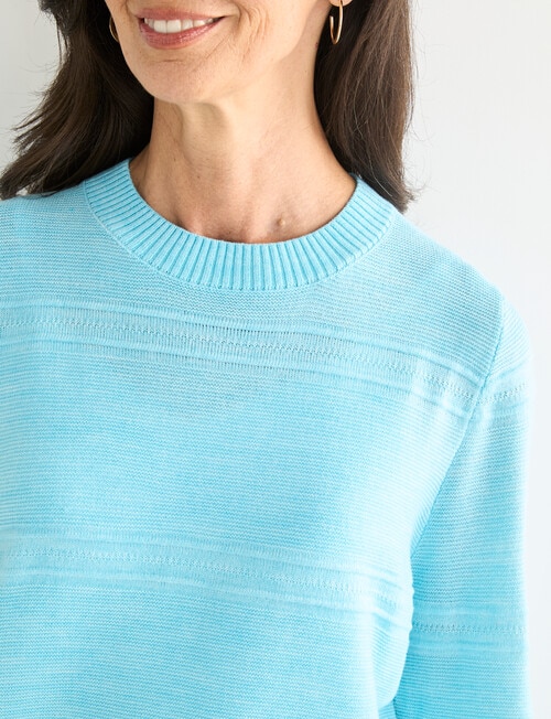 Ella J Textured Straight Hem Crew Neck, Aqua product photo View 04 L