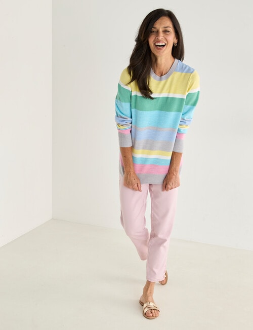 Ella J Crewneck Jumper, Multi Stripe product photo View 03 L