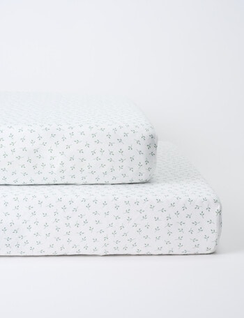 Little Bundle Cot Fitted Sheets, 2-Pack, Little Leaves product photo