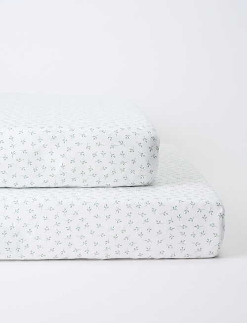 Little Bundle Cot Fitted Sheets, 2-Pack, Little Leaves product photo