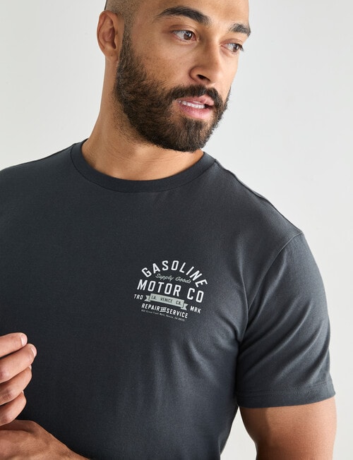 Gasoline Motor Co. Printed Tee, Vintage Black product photo