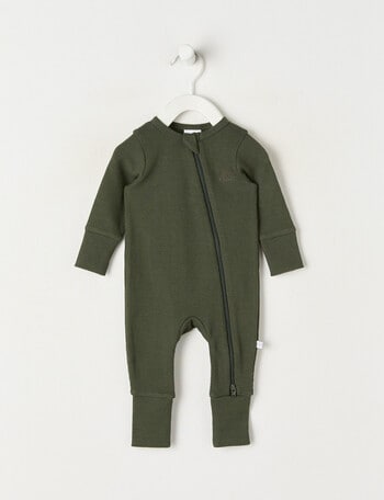 Teeny Weeny Sleep Waffle Long Sleeve Sleepsuit, Green product photo