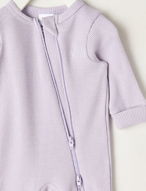 Teeny Weeny Sleep Waffle Long Sleeve Sleepsuit, Lilac product photo View 02 L