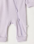 Teeny Weeny Sleep Waffle Long Sleeve Sleepsuit, Lilac product photo View 03 S