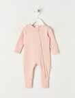 Teeny Weeny Sleep Waffle Long Sleeve Sleepsuit, Light Pink product photo